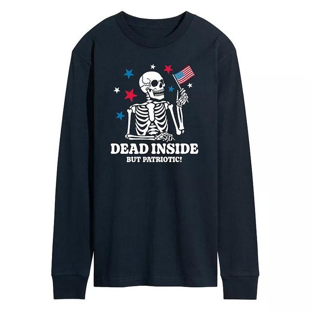 Mens Dead Inside Patriotic Long Sleeve Graphic Tee Blue Product Image