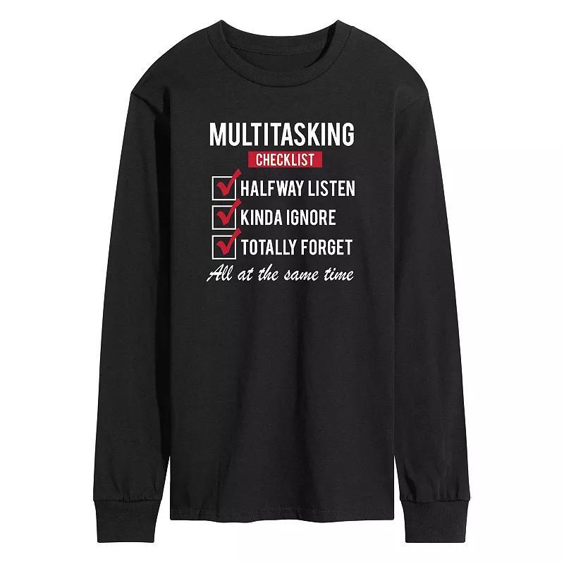 Mens Multitasking Checklist Long Sleeve Tee Product Image