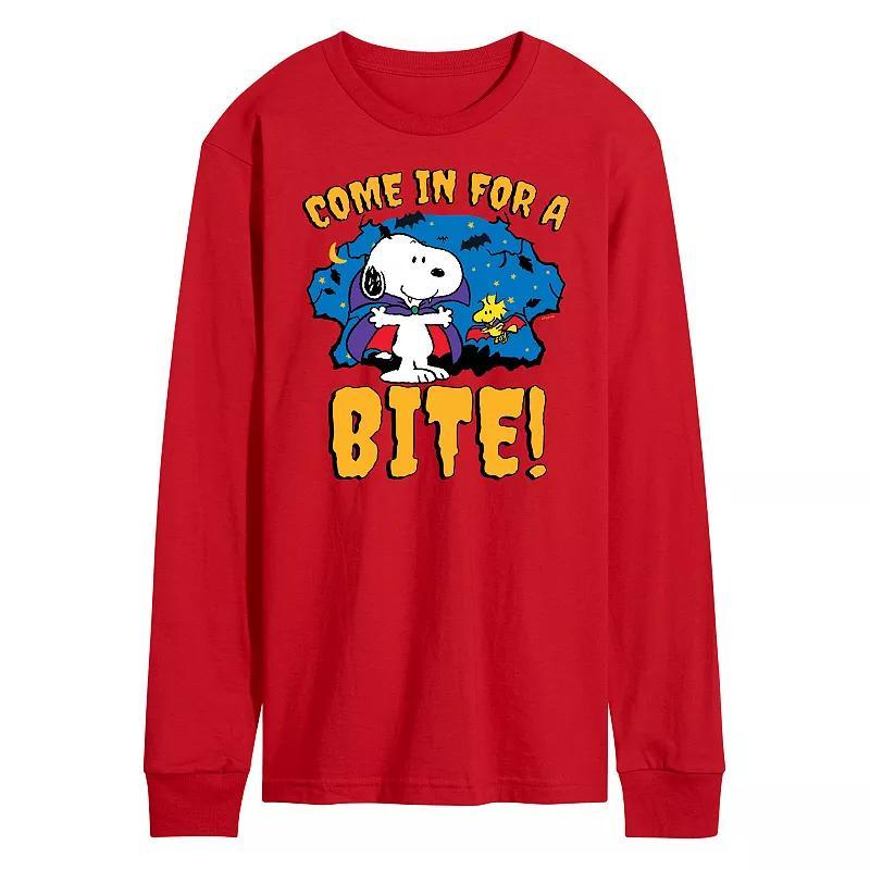 Mens Peanuts Snoopy & Woodstock Come In For A Bite Halloween Long Sleeve Graphic Tee Product Image