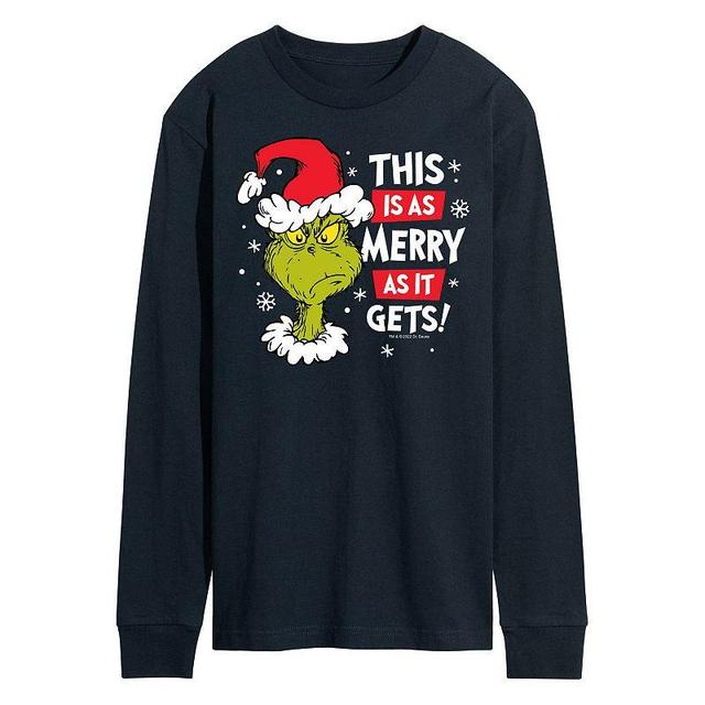 Mens Dr. Seuss Grinch This Is As Merry As It Gets Long Sleeve Tee Blue Product Image