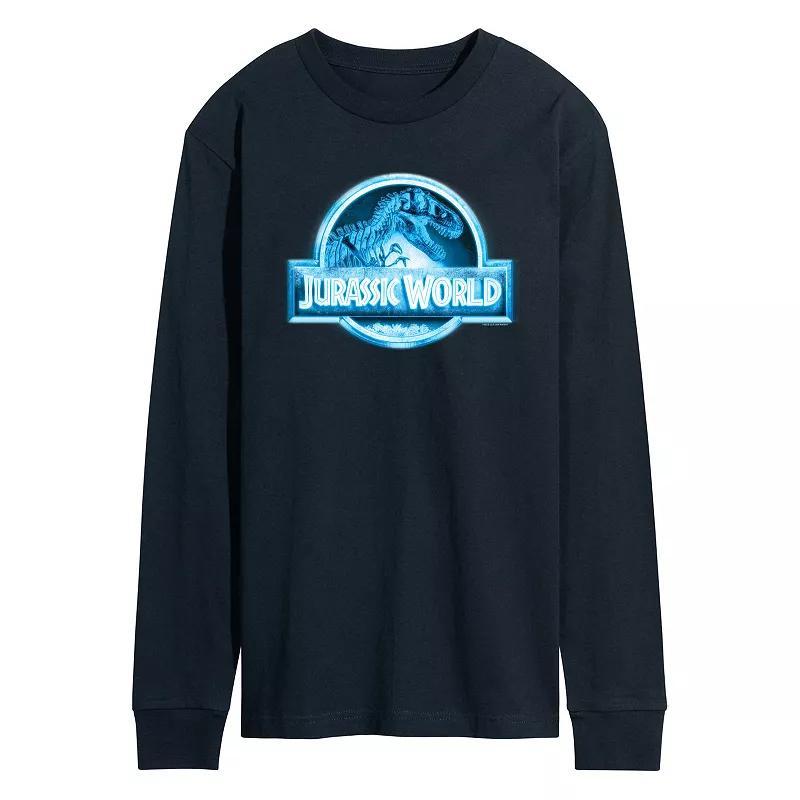 Mens Jurassic World Logo Night Vision Long Sleeve Graphic Tee Blue Product Image