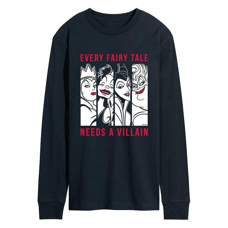 Disney Villains Mens Every Fairy Tale Needs A Villain Long Sleeve Graphic Tee Blue Product Image