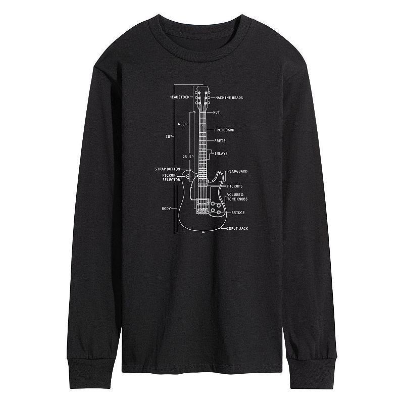 Mens Guitar Diagram Long Sleeve Graphic Tee Black Product Image