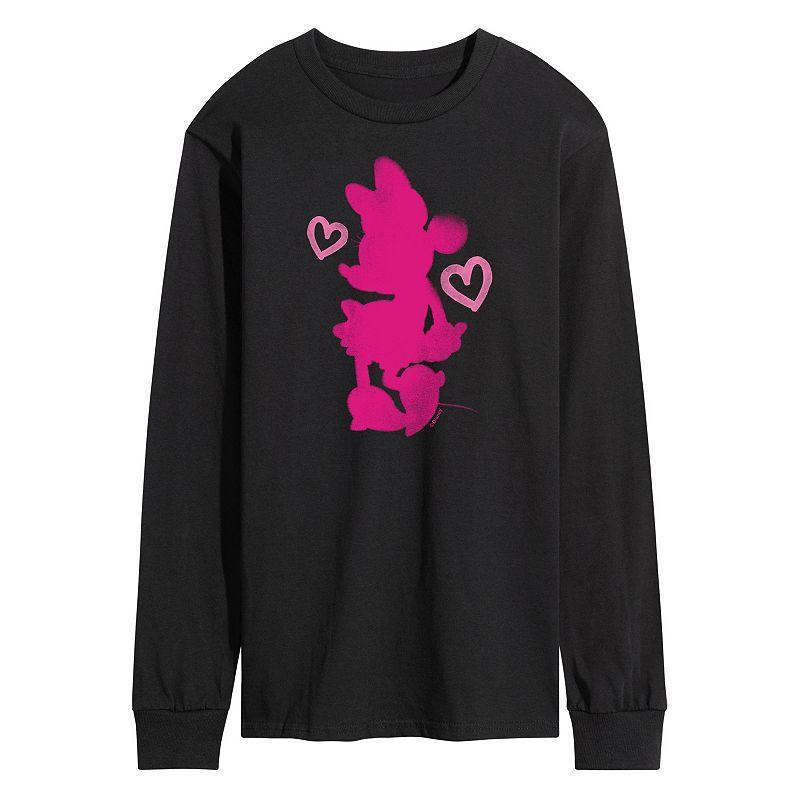 Disneys Minnie Mouse Mens Hearts Long Sleeve Tee Med Blue Product Image