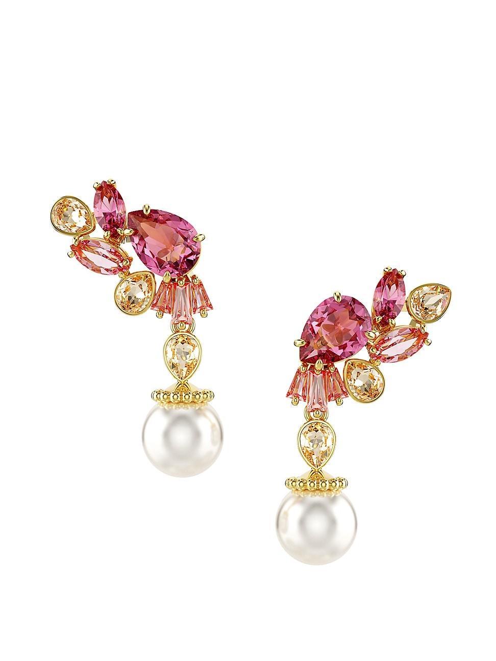 Womens Gema Goldtone, Crystal & Imitation Pearl Drop Earrings Product Image