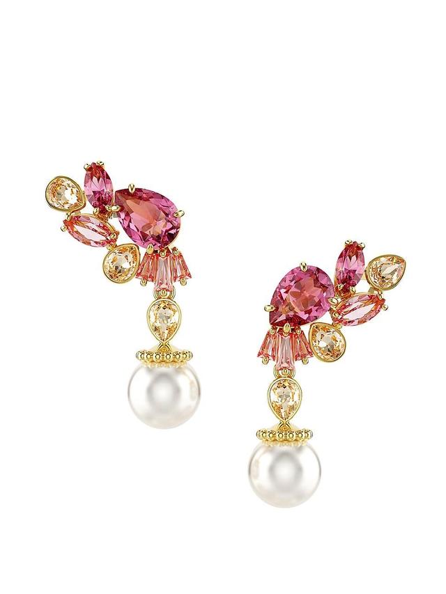 Womens Gema Goldtone, Crystal & Imitation Pearl Drop Earrings Product Image