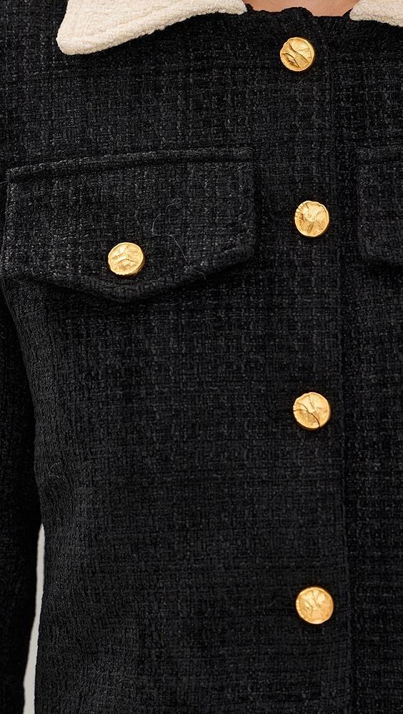 Moon River Long Sleeve Gold Button Closure Cropped Blazer | Shopbop Product Image