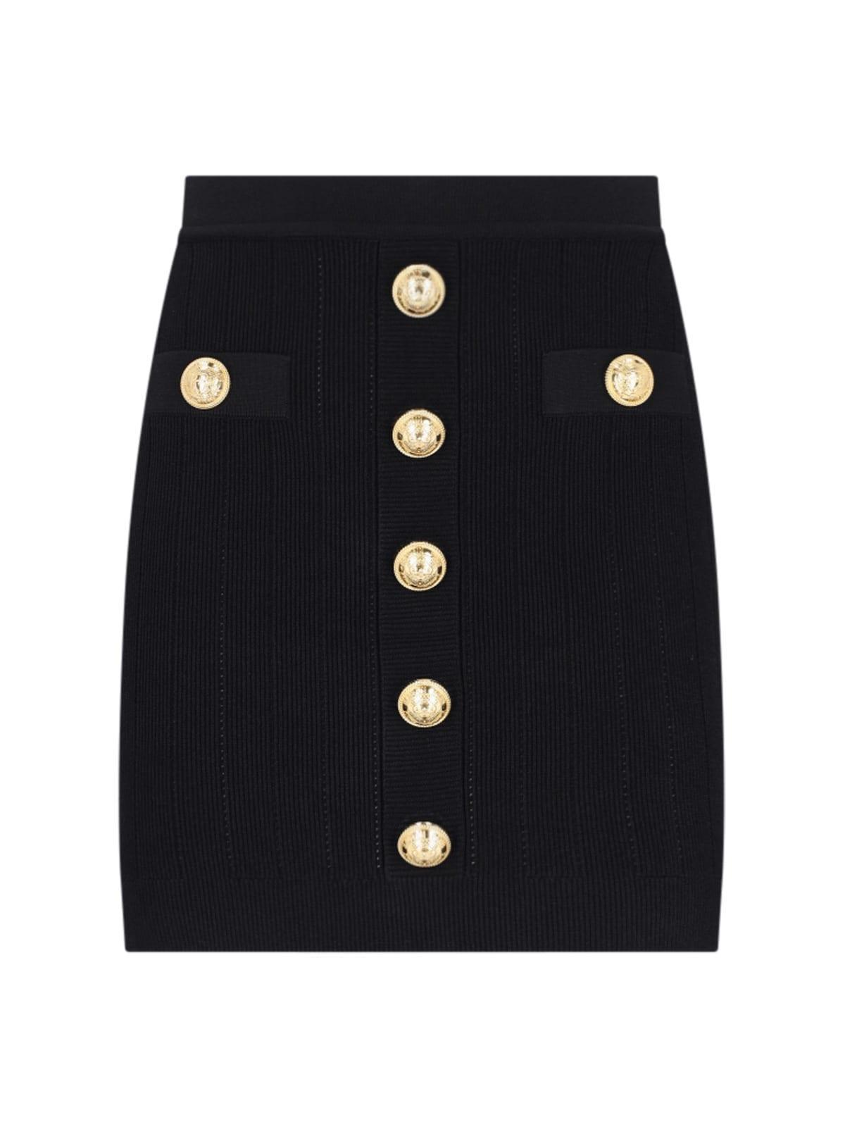 BALMAIN Knit Skirt With Buttons In Black Product Image