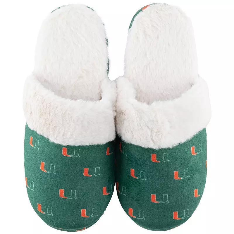 Womens ZooZatz Miami Hurricanes Faux Fur Slippers Product Image