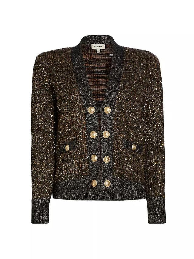 Jinny Sequin Metallic-Knit V-Neck Cardigan Product Image