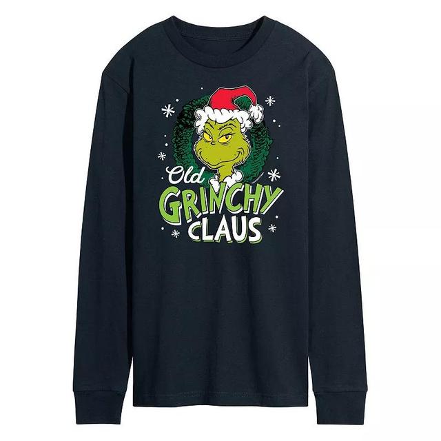 Mens Dr. Seuss Grinch Old Grinchy Claus Long Sleeve Tee Blue Product Image