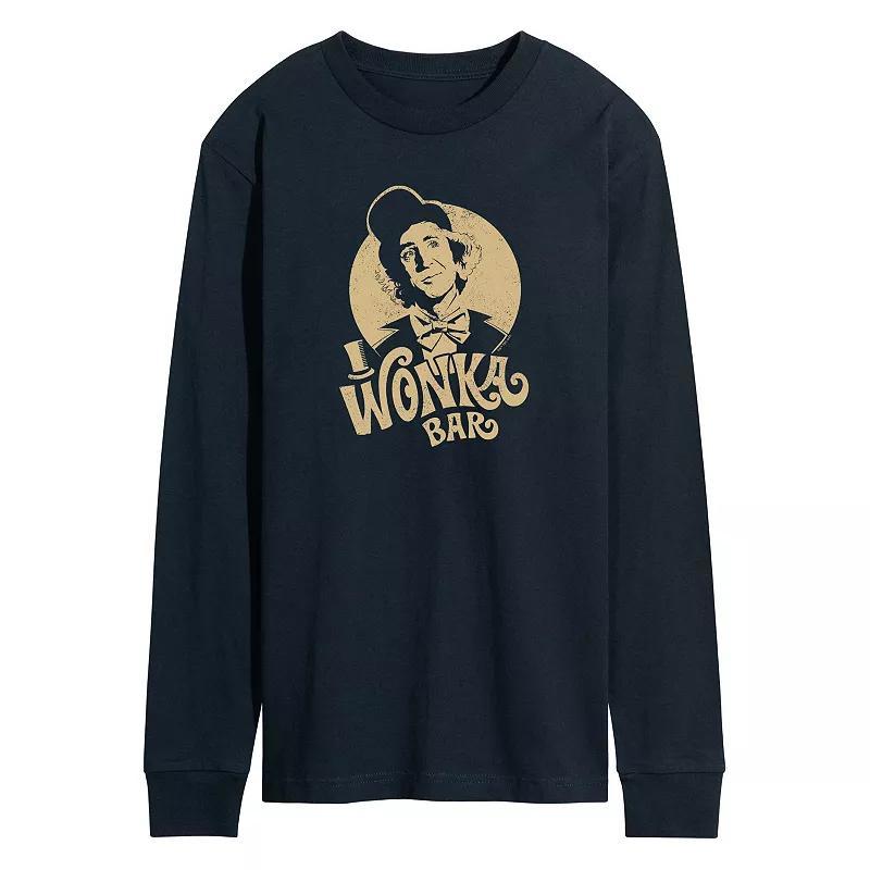 Mens Willy Wonka Wonka Bar Long Sleeve Graphic Tee Blue Product Image