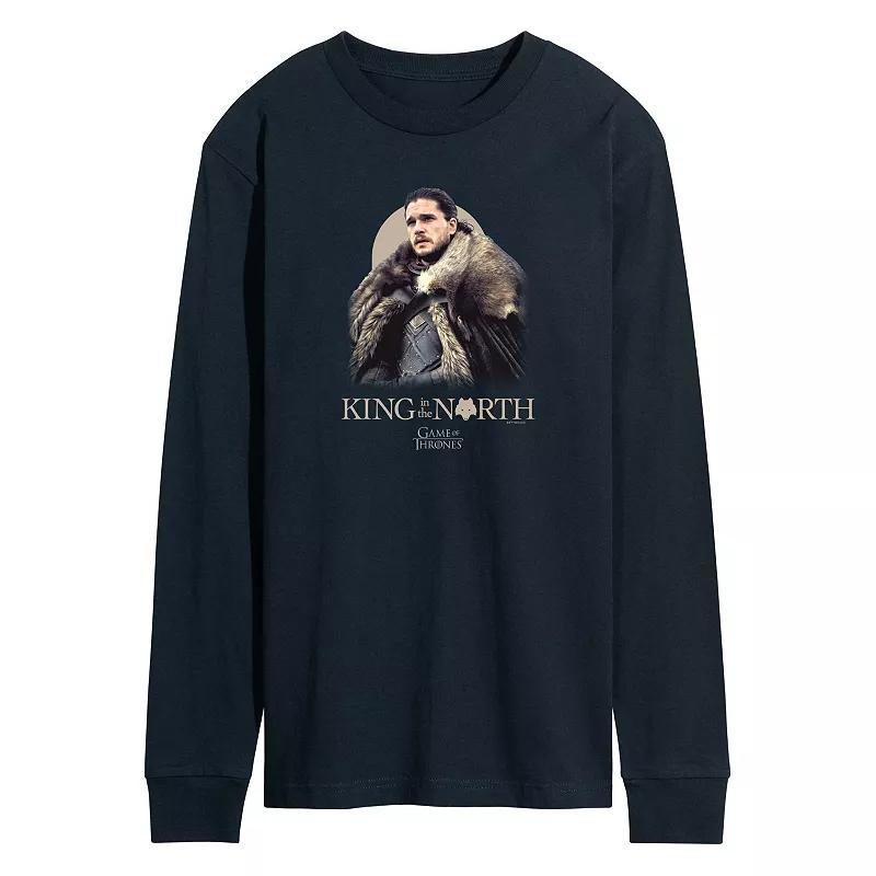 Mens Game Of Thrones King In The North Long Sleeve Graphic Tee Blue Product Image