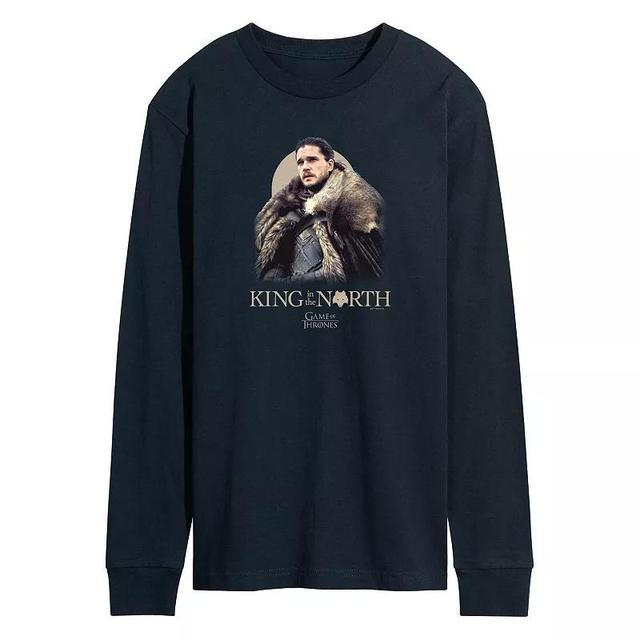 Mens Game Of Thrones King In The North Long Sleeve Graphic Tee Blue Product Image