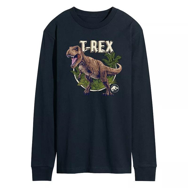 Mens Jurassic World Tyrannosaurus Rex Long Sleeve Graphic Tee Blue Product Image