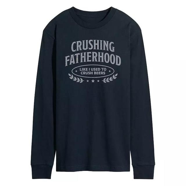 Mens Crushing Fatherhood Long Sleeve Graphic Tee Blue Product Image