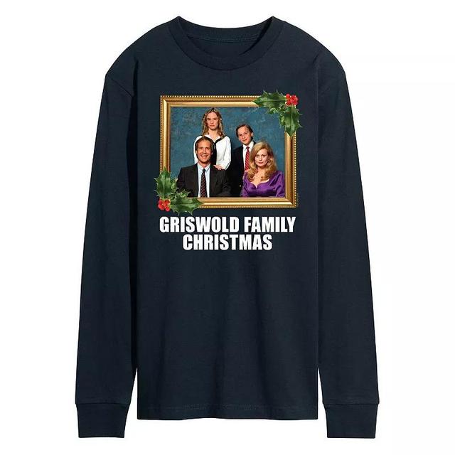 Mens National Lampoons Christmas Vacation Family Picture Long Sleeve Graphic Tee Blue Product Image