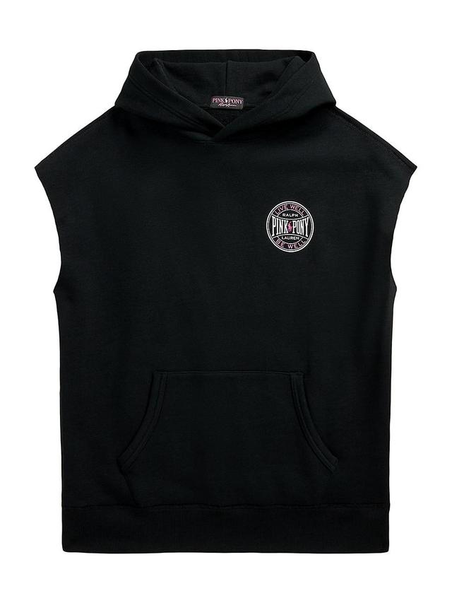 Mens Unisex Pink Pony Vintage Fleece Sleeveless Hoodie Product Image