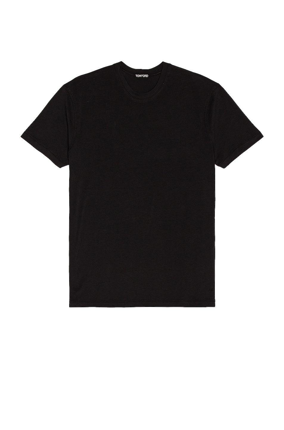 TOM FORD Lyocell Cotton Short Sleeve Tee in Chocolate Product Image