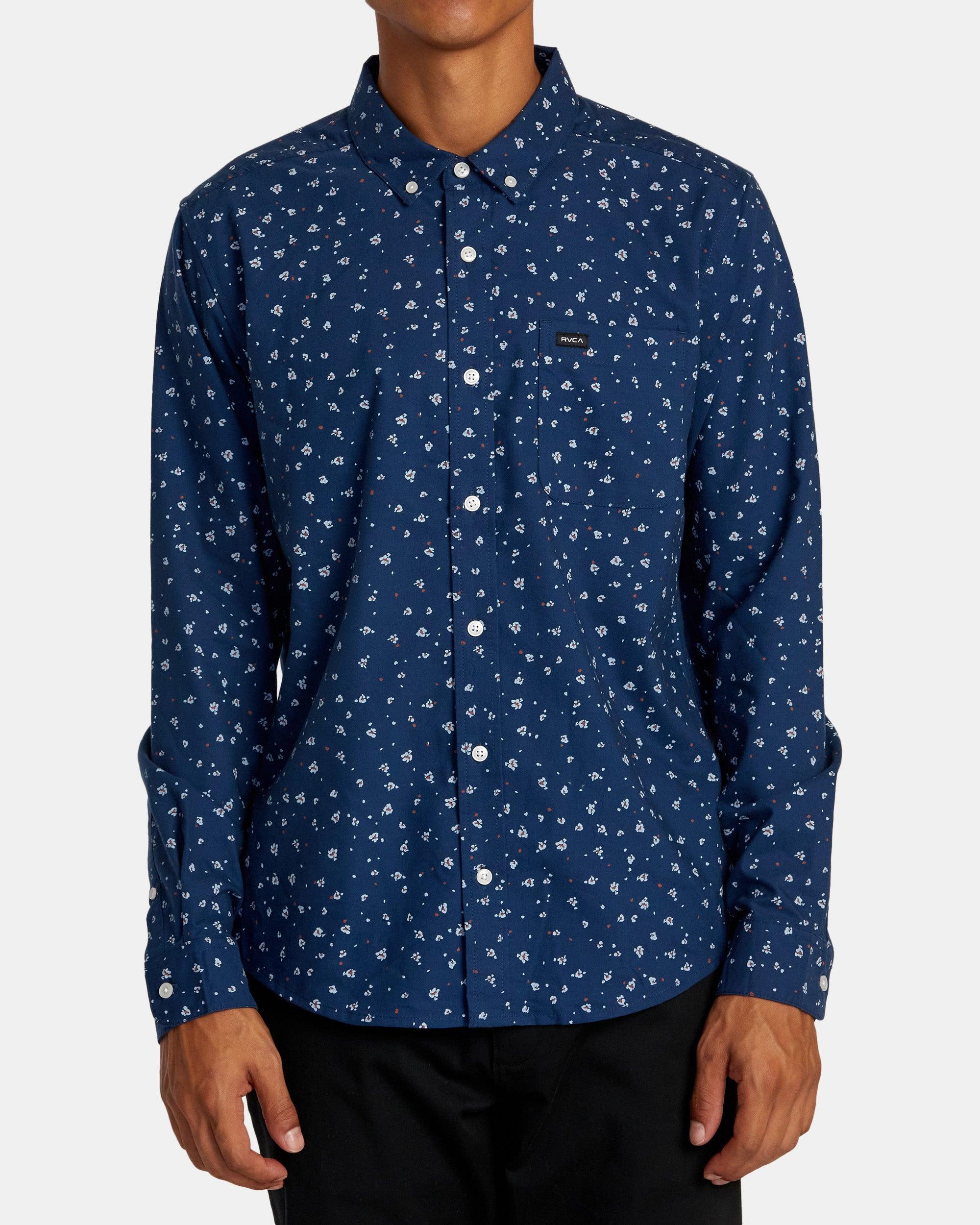 That'll Do Print Long Sleeve Shirt - Dark Denim Product Image