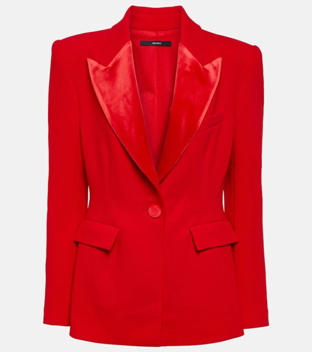 Priestly Velvet-trimmed Crêpe Blazer In Red Product Image