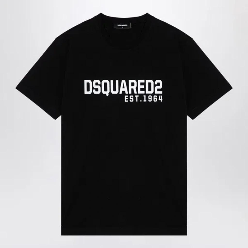 DSQUARED2 Black Cotton T-shirt With Logo Print Men Product Image