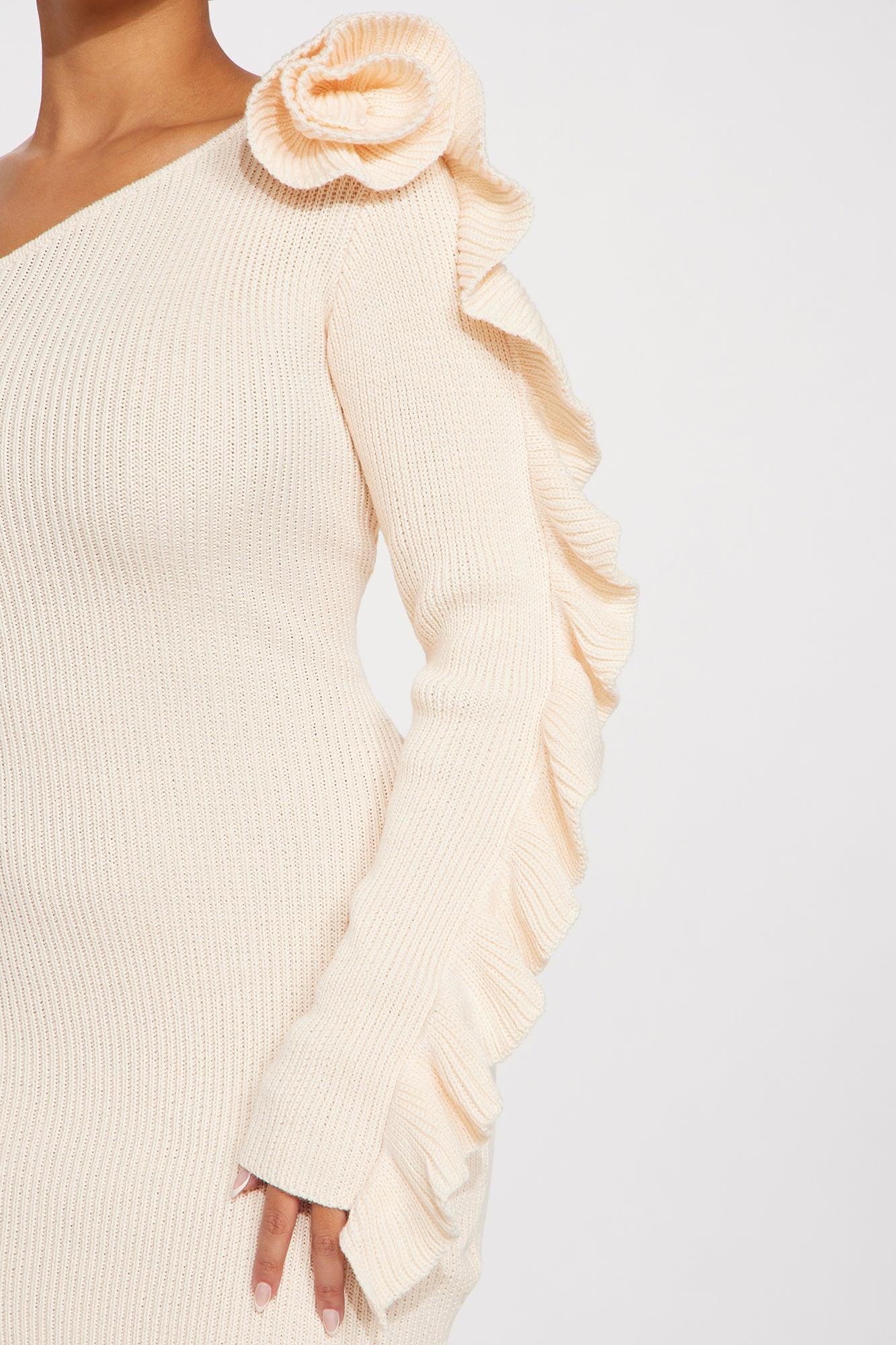 Janice Sweater Mini Dress - Cream Product Image