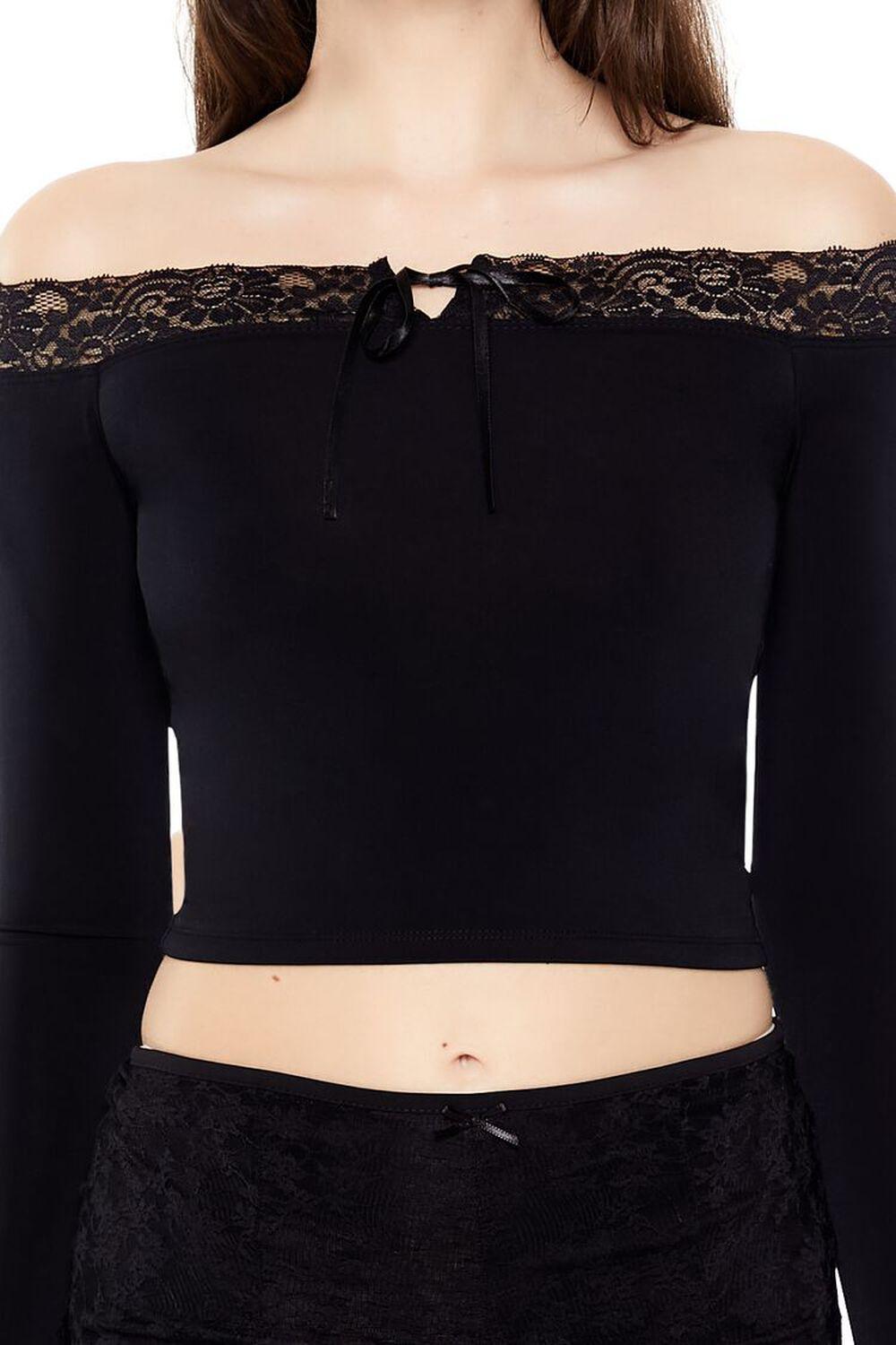 Off-the-Shoulder Bow Crop Top | Forever 21 Product Image