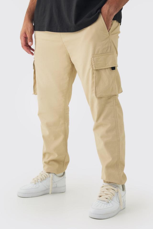 Plus Skinny Fit Elasticated Waist Cuffed Cargo Pants | boohooMAN USA Product Image