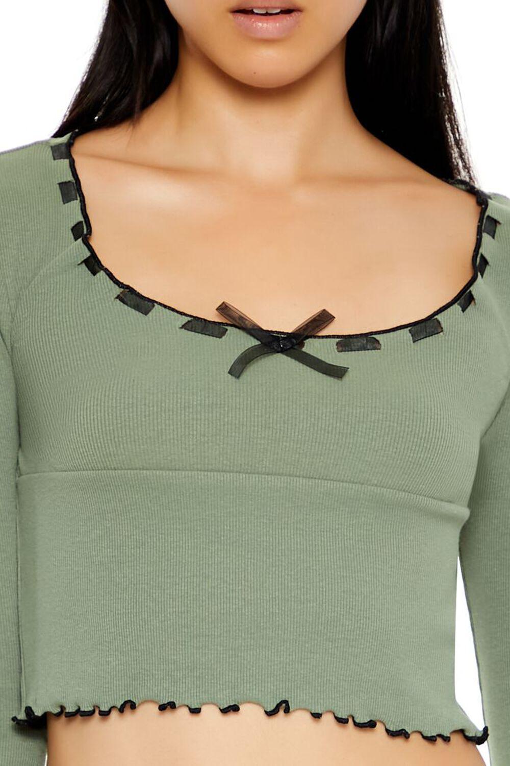 Ribbon-Trim Bow Crop Top | Forever 21 Product Image