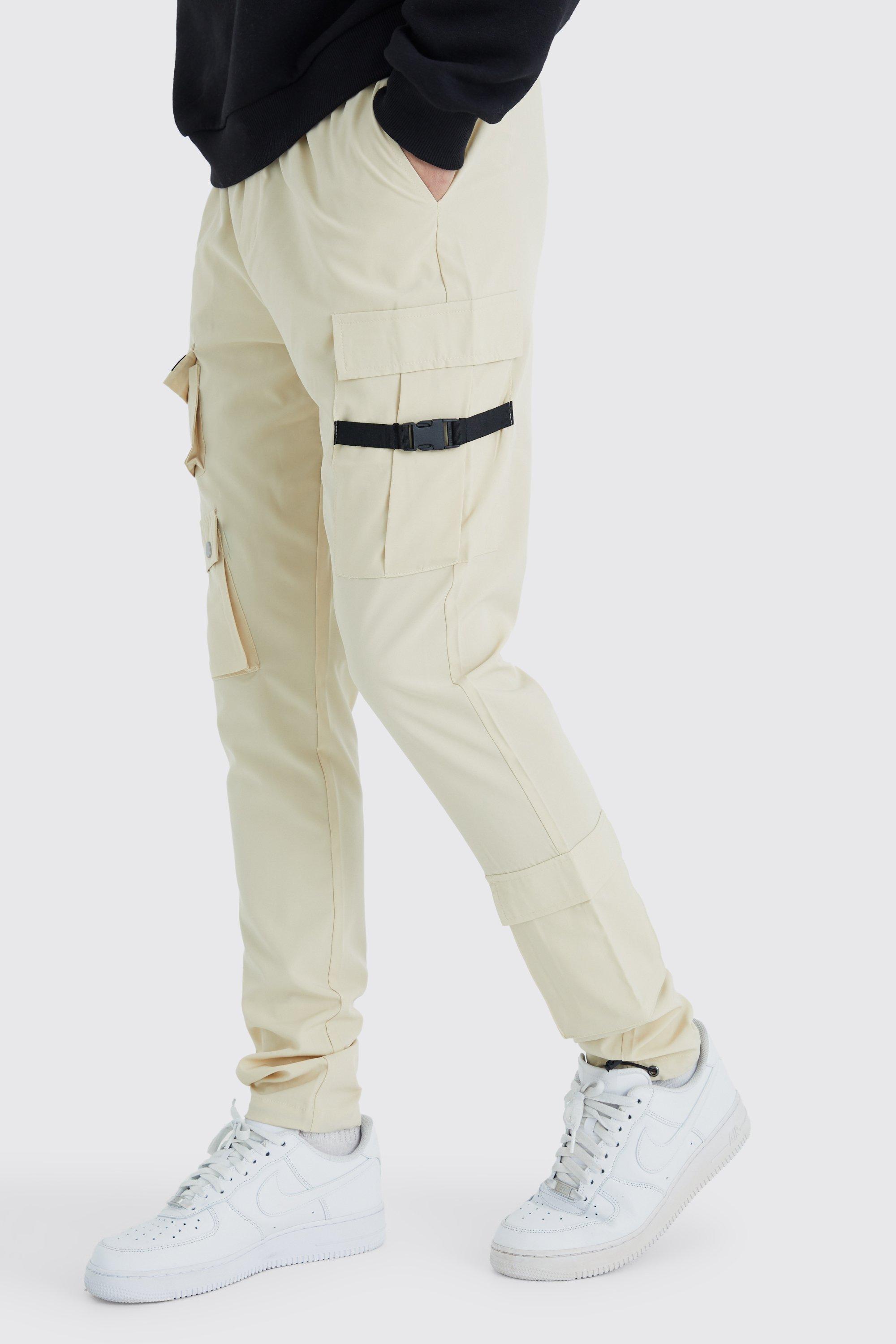 Tall Skinny Multi Pocket Cargo Buckle Pants | boohooMAN USA Product Image