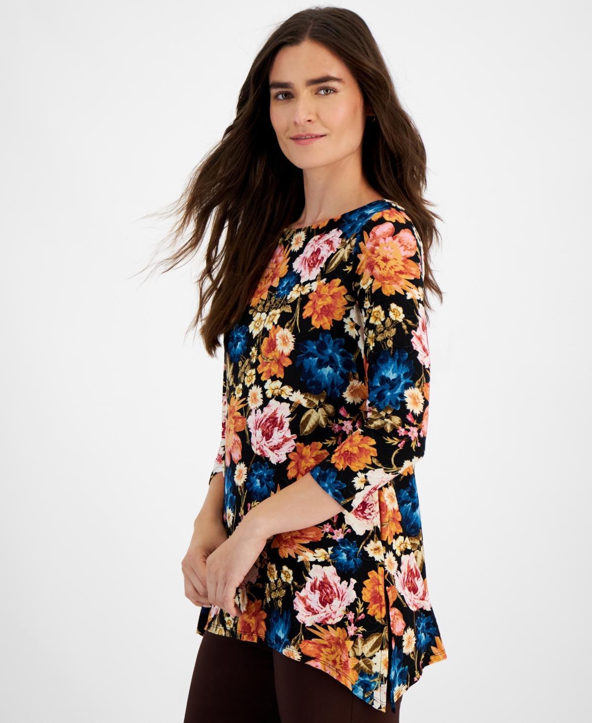 Jm Collection Womens Riley Floral-Print Jacquard Top, Created for Macys Product Image