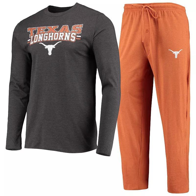 Mens Concepts Sport Texas Orange/Heathered Charcoal Texas Longhorns Meter Long Sleeve T-Shirt & Pants Sleep Set Product Image