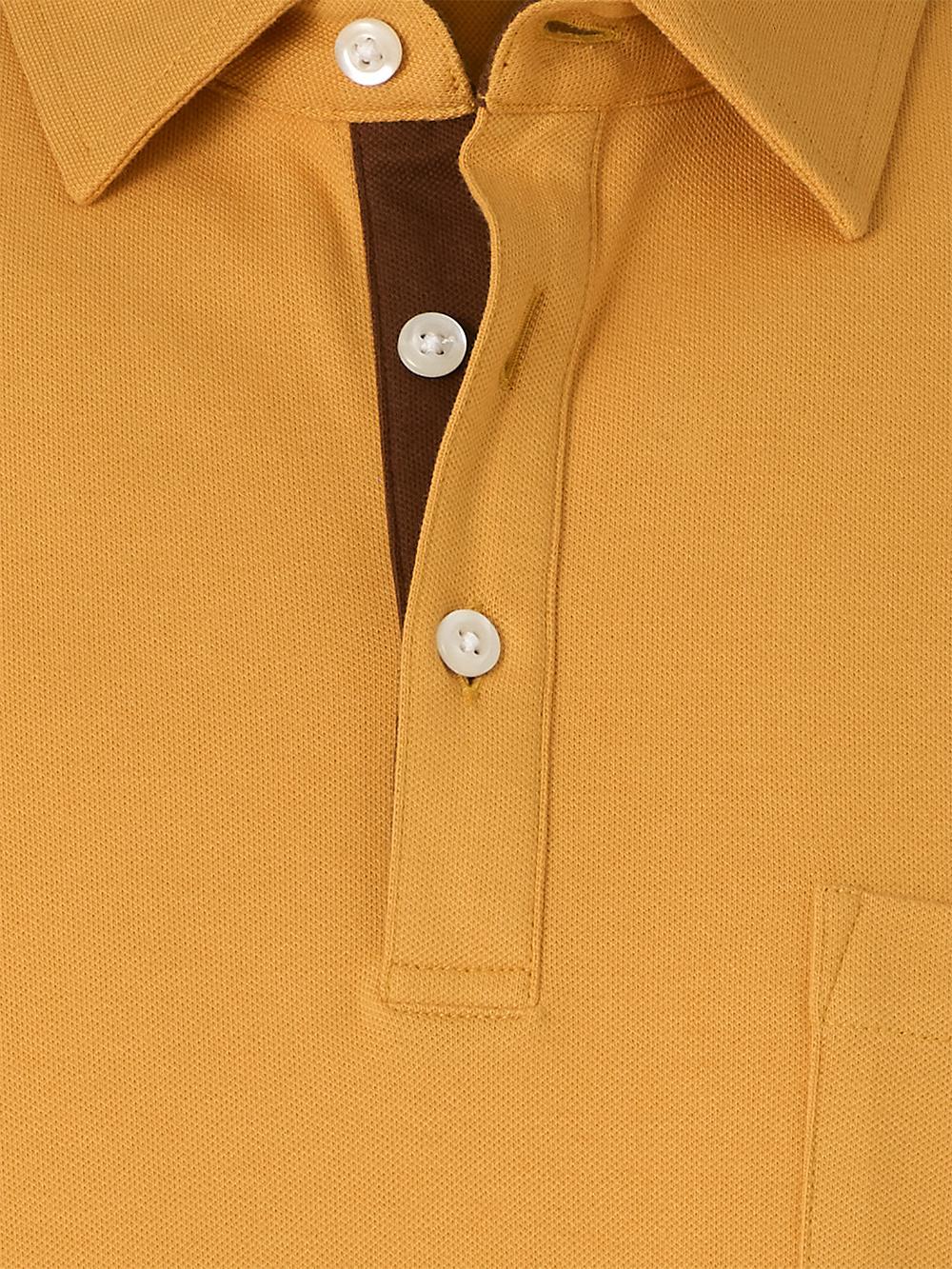 Cotton/Spandex Pique Three Button Polo - Taupe Product Image