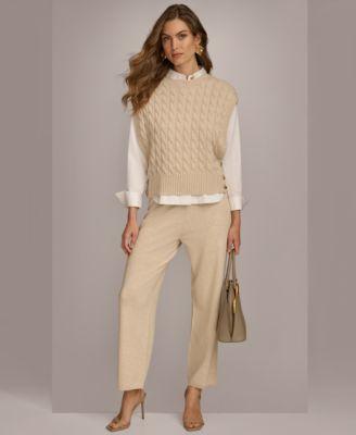 Donna Karan New York Womens Cable Knit Sweater Vest Pants Product Image