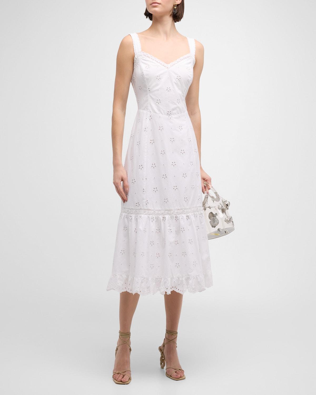 Womens Pallas Eyelet-Embroidered Midi-Dress Product Image