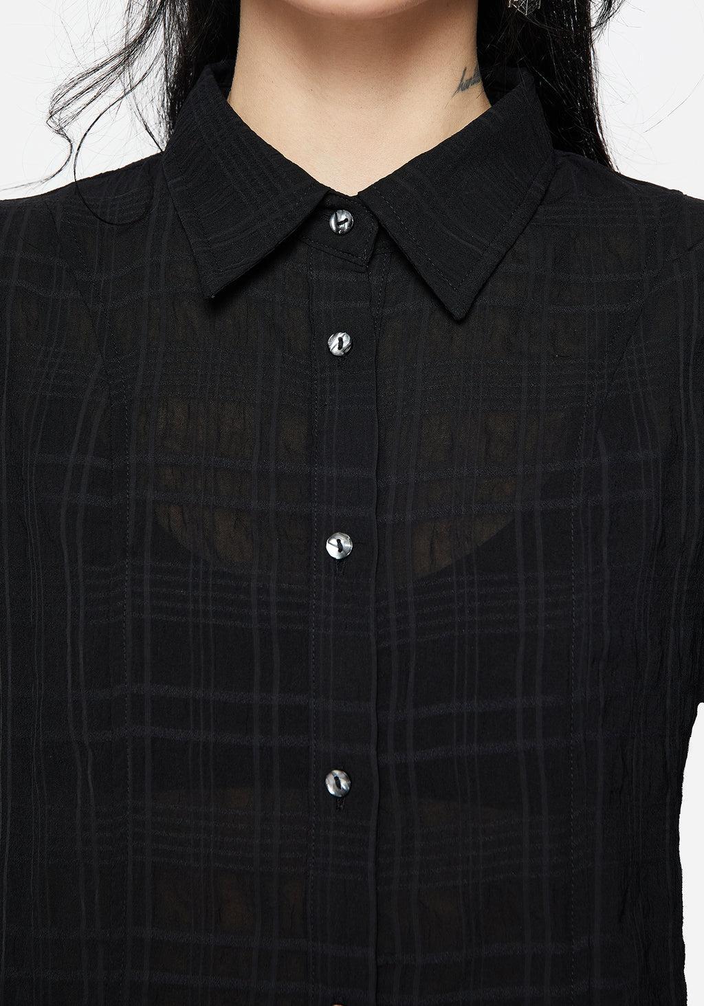 Recluse Check Chiffon Button Up Shirt Product Image