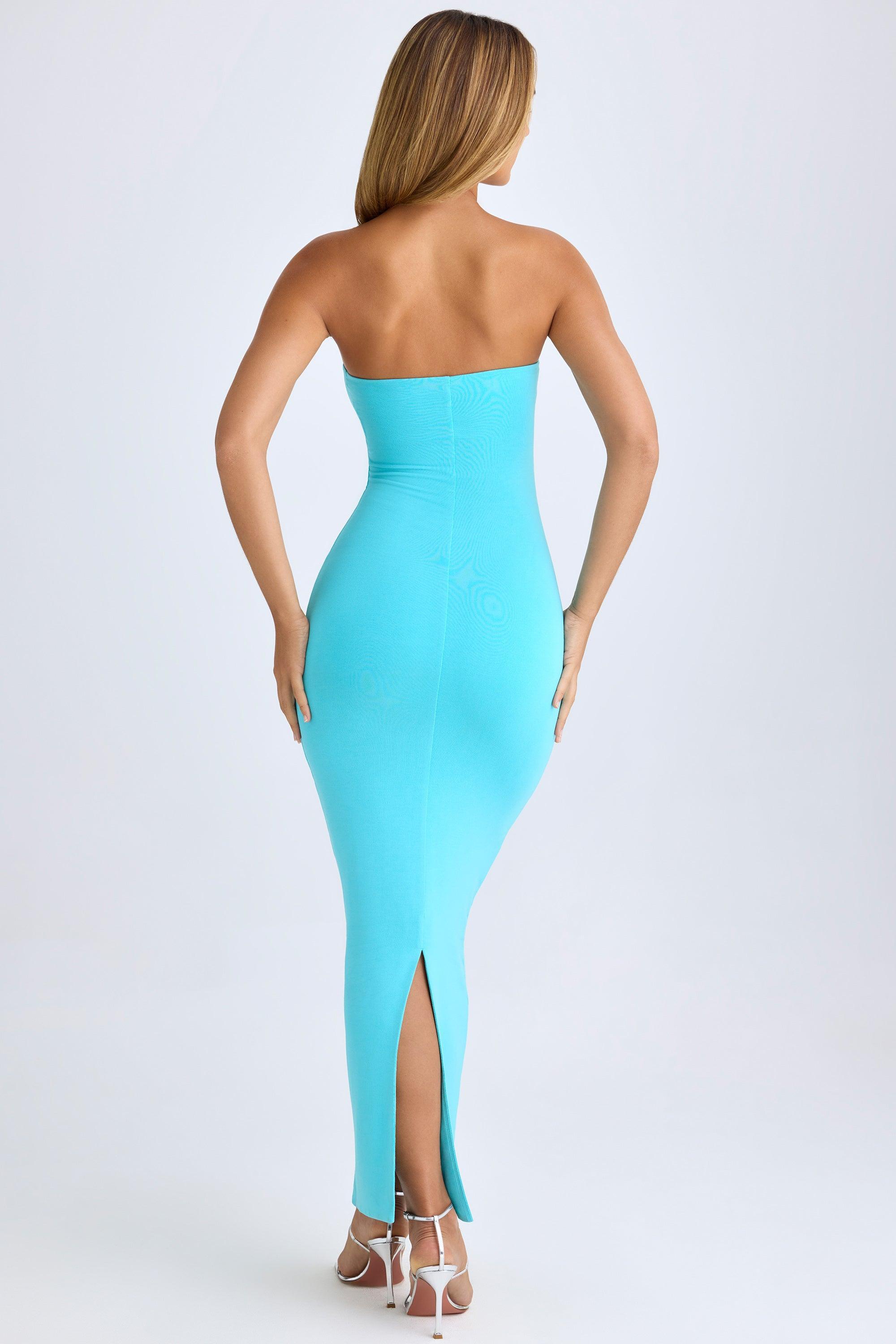 Modal Bandeau Maxi Dress in Aqua Blue Product Image