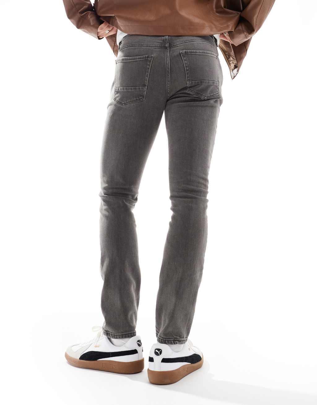 River Island skinny mercury jeans in dark gray Product Image