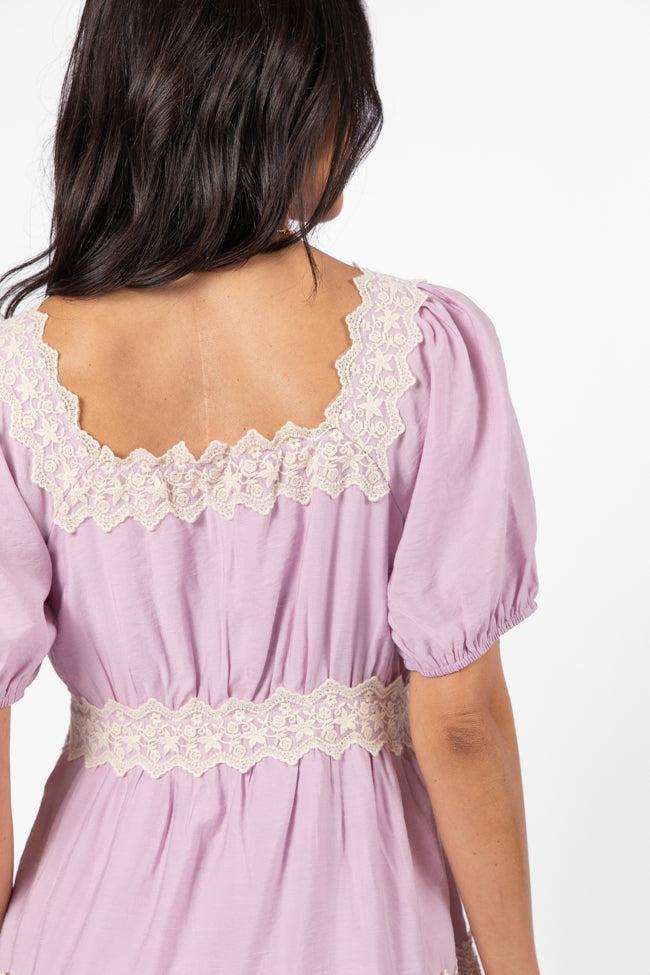 Savor This Feeling Pink Lace Trim Mini Dress SALE Product Image