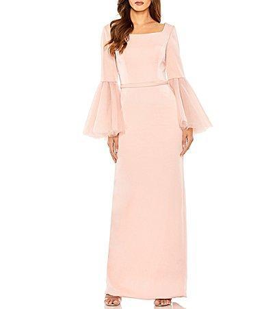 Womens Flounce-Sleeve Column Gown Product Image