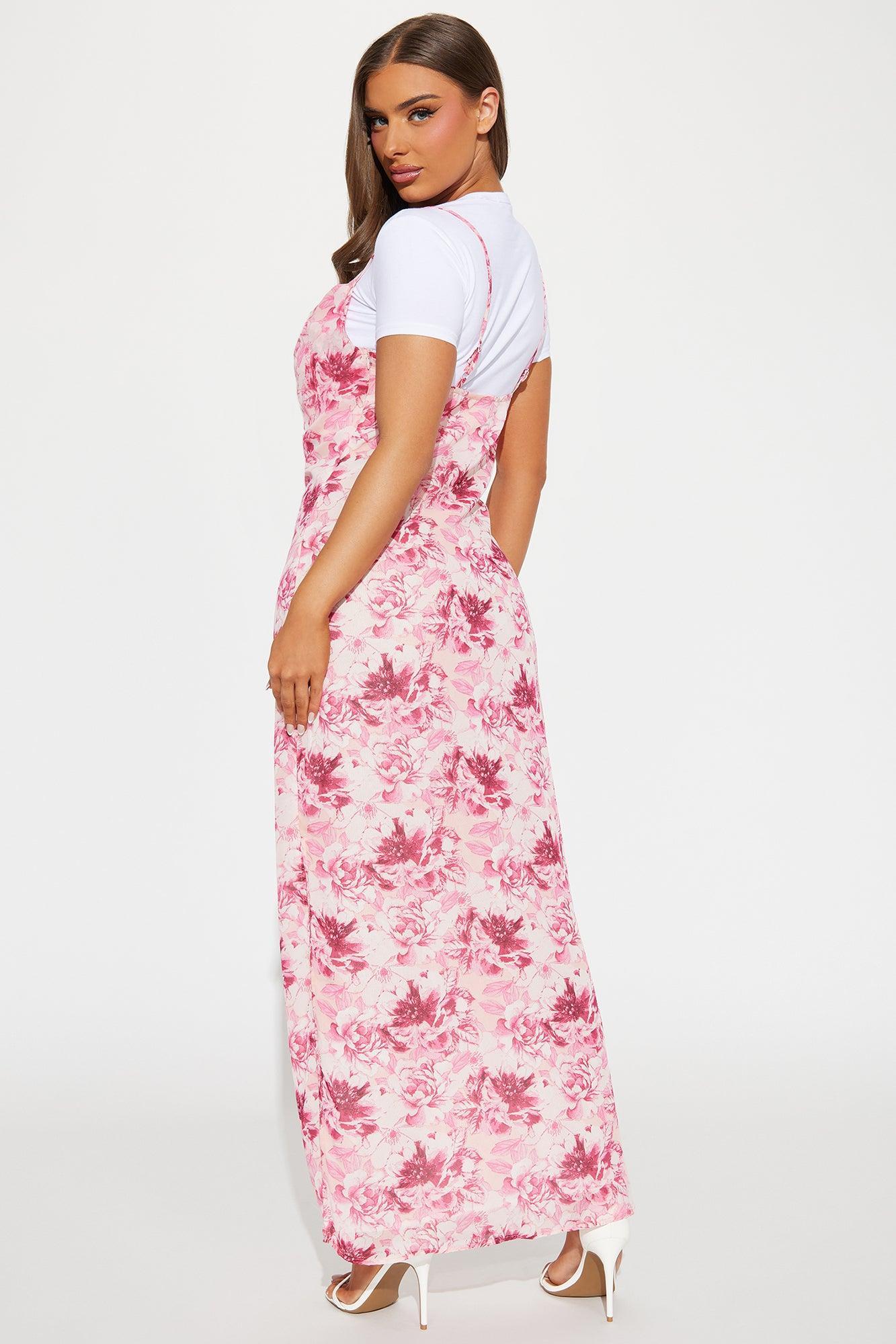 Ellie Chiffon Printed Maxi Dress - Pink/combo Product Image