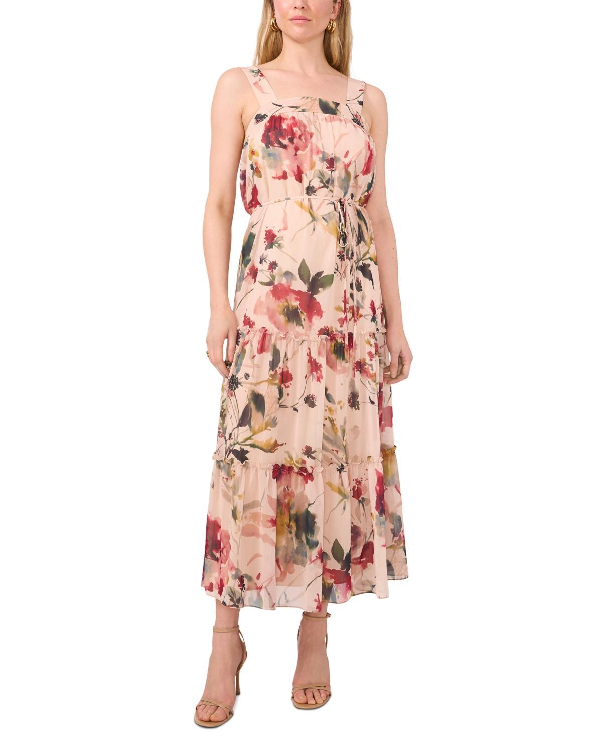 CeCe Womans Floral-Print Tiered Maxi Dress Product Image