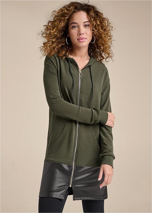 Faux-Leather Tunic Jacket Product Image