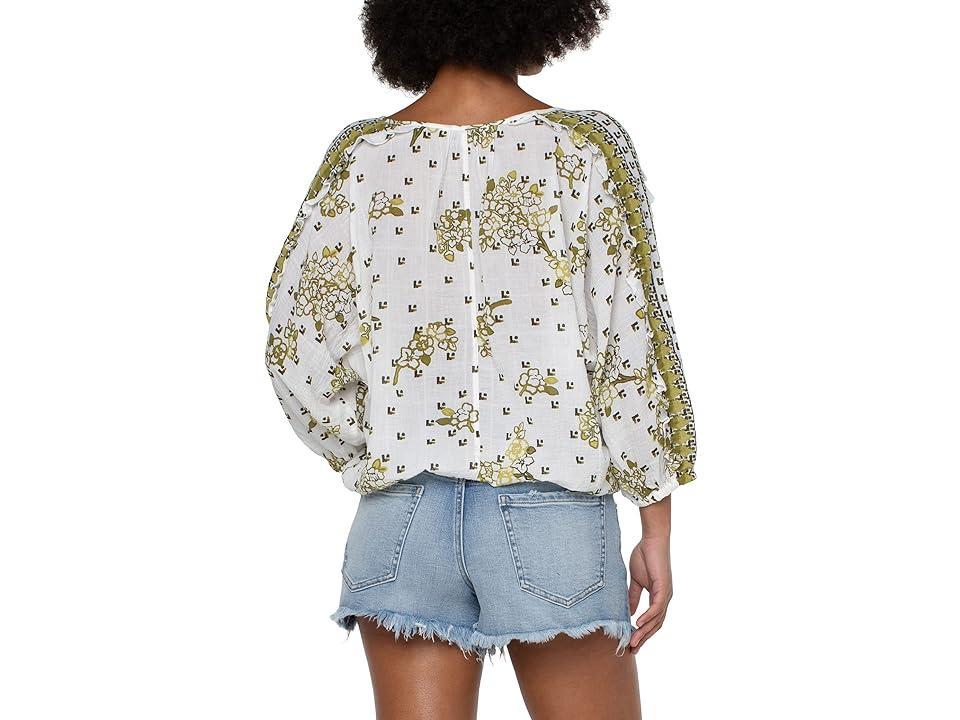 Liverpool Los Angeles Ruffle Sleeve Dolman Popover (Geo Floral Print) Women's Clothing Product Image