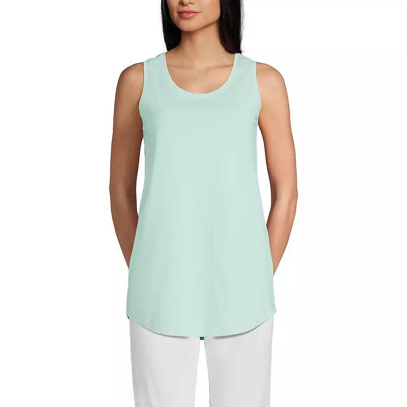 Womens Lands End Supima Cotton Scoopneck Tunic Tank Top Mint Ivory Product Image