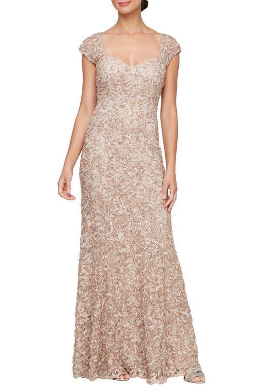 Alex Evenings Soutache Sequin Lace A-Line Gown with Wrap Product Image