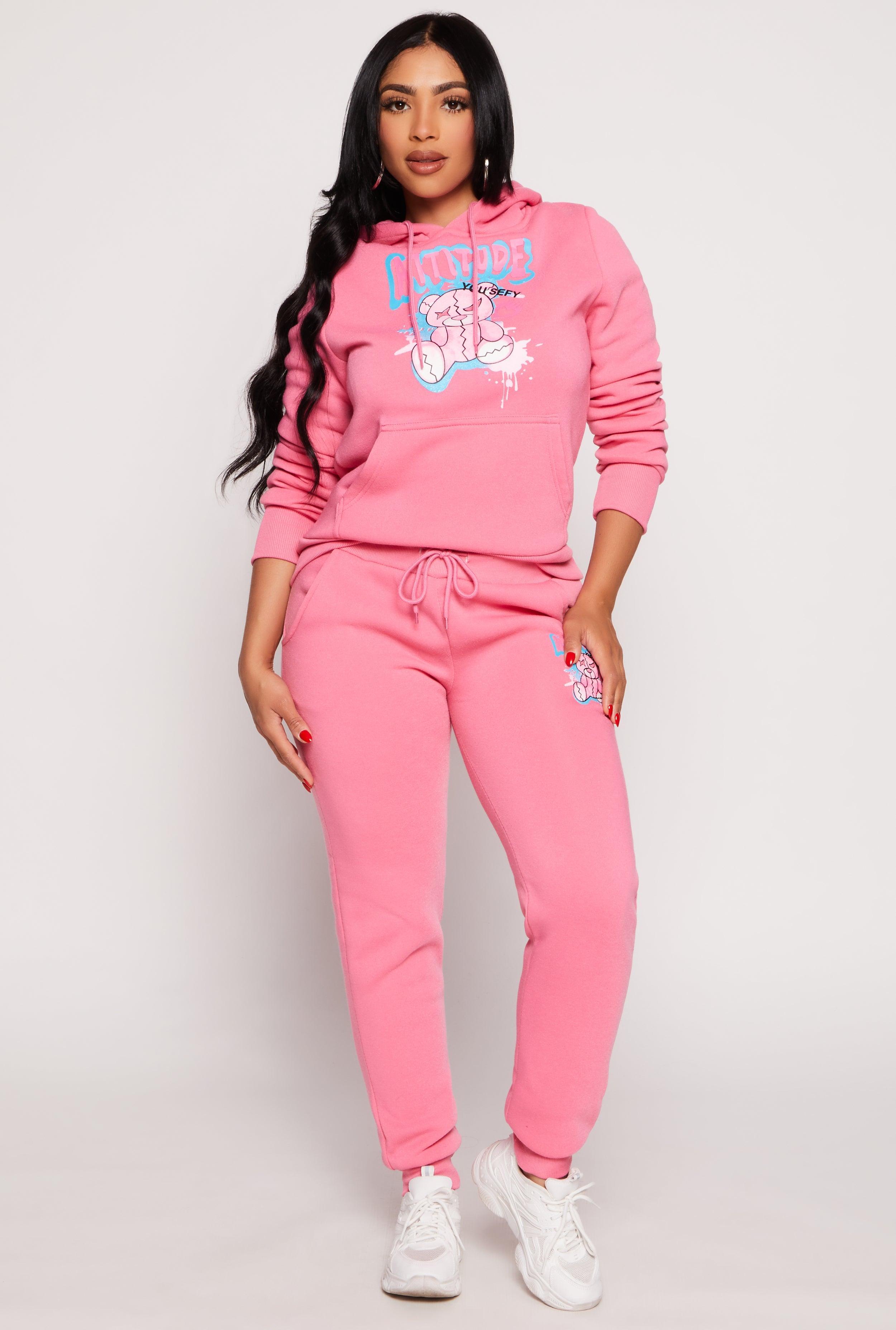 Womens Fleece Lined Attitude Graphic Sweatpants Product Image