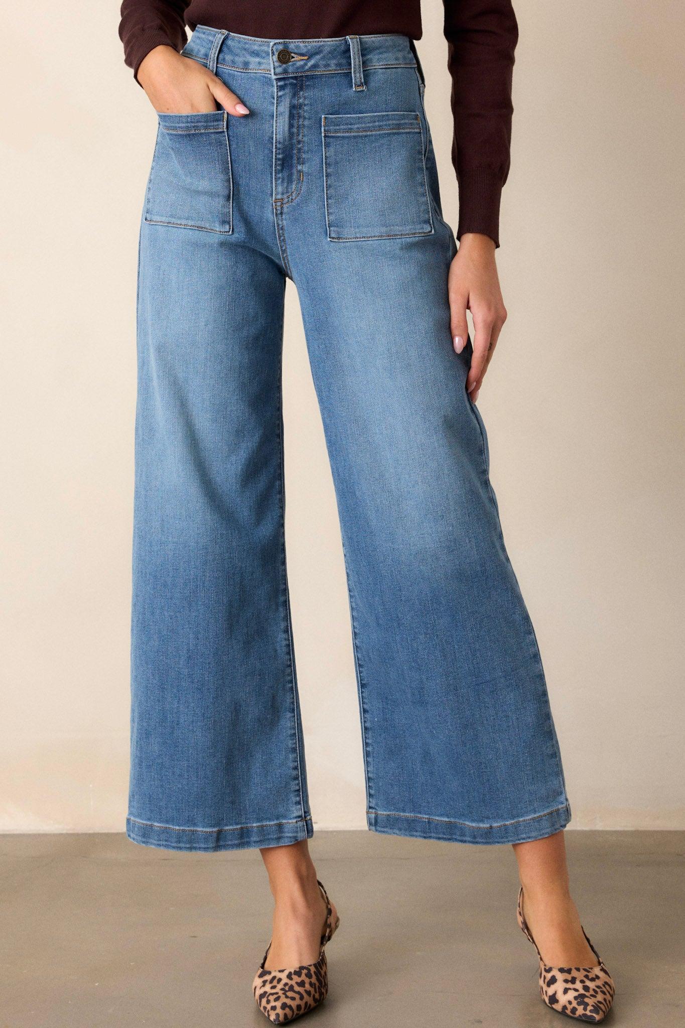 Sunday Morning Medium Wash Wide Leg Jeans Product Image