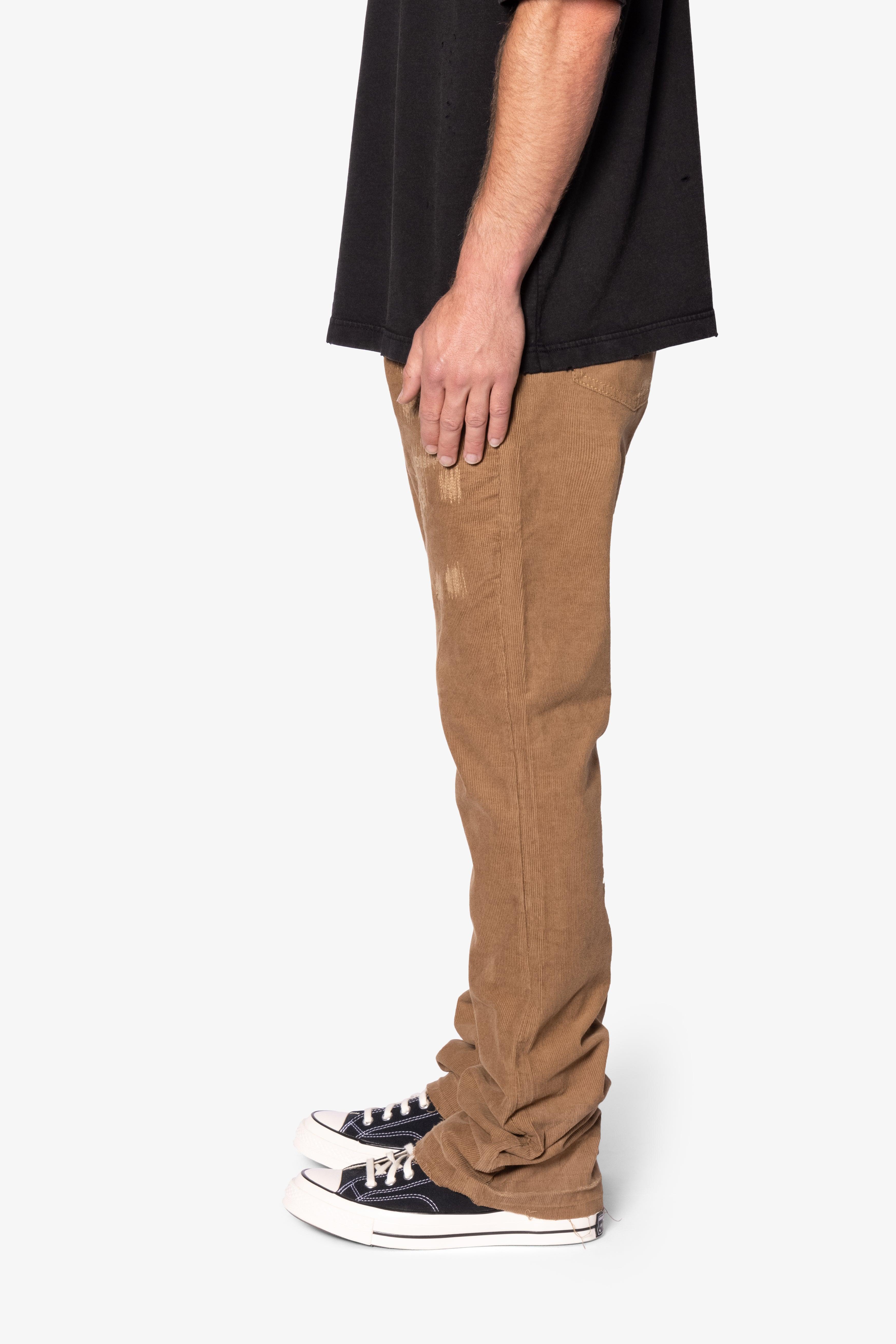 B682 Flare Corduroy Repaired Pants - Brown Product Image